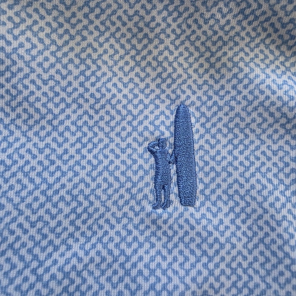 Johnnie O Performance Polo Mens Large Blue White With Logos - Picture 11 of 14